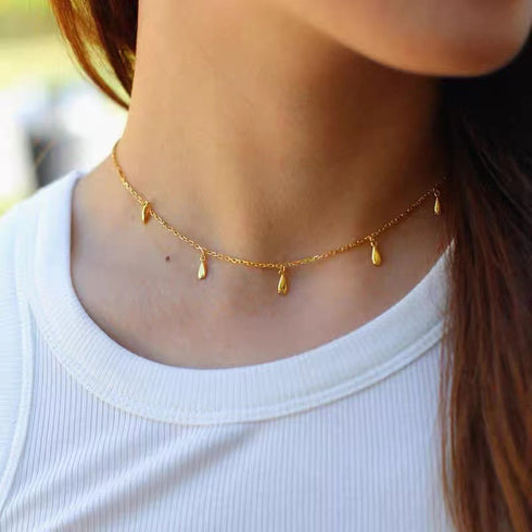 Teardrop Pendant Neckace Gold Vermeil - Zafari Studio Jewelry